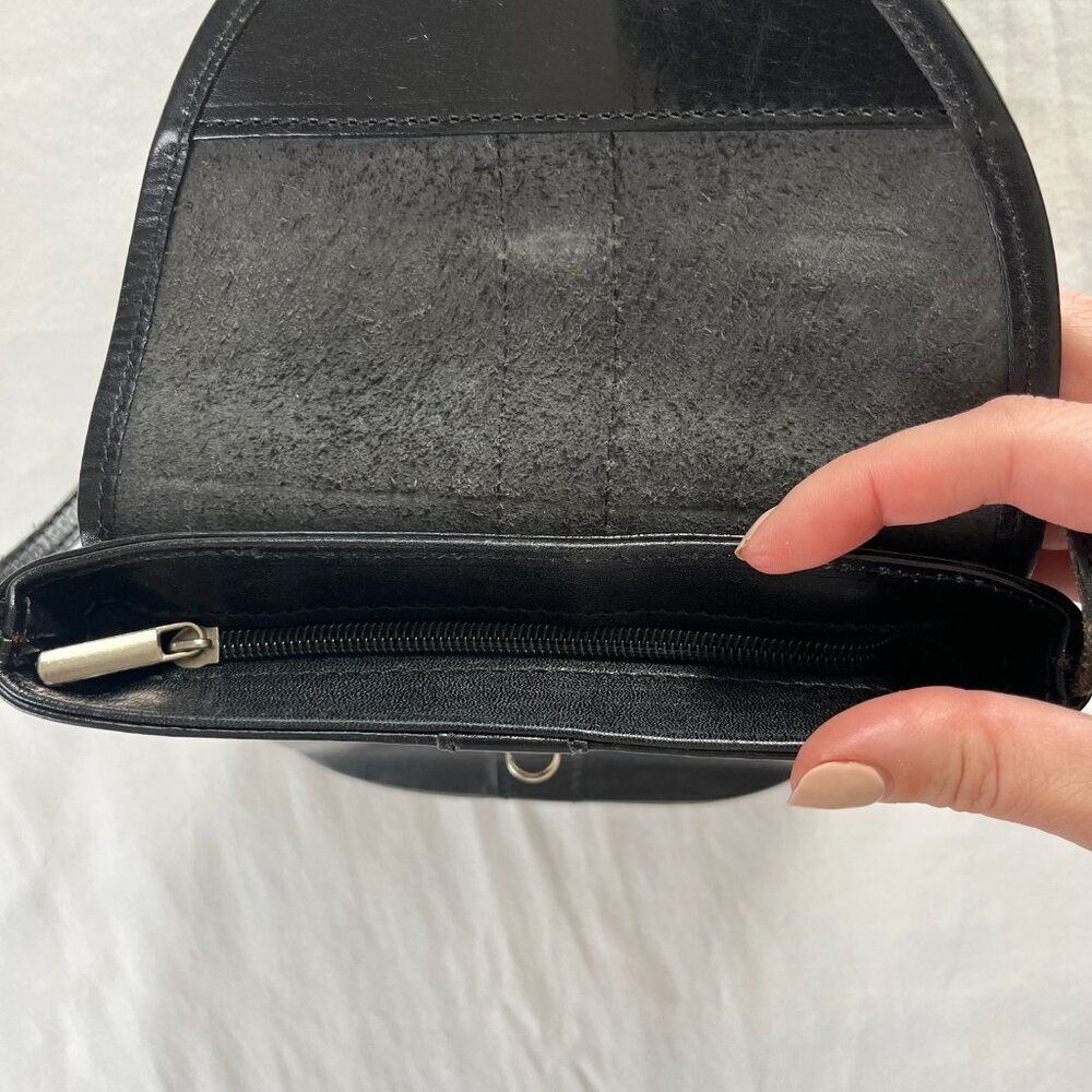 Vera Pelle Black Leather Crossbody Purse Made in Italy - Picture 9 of 9